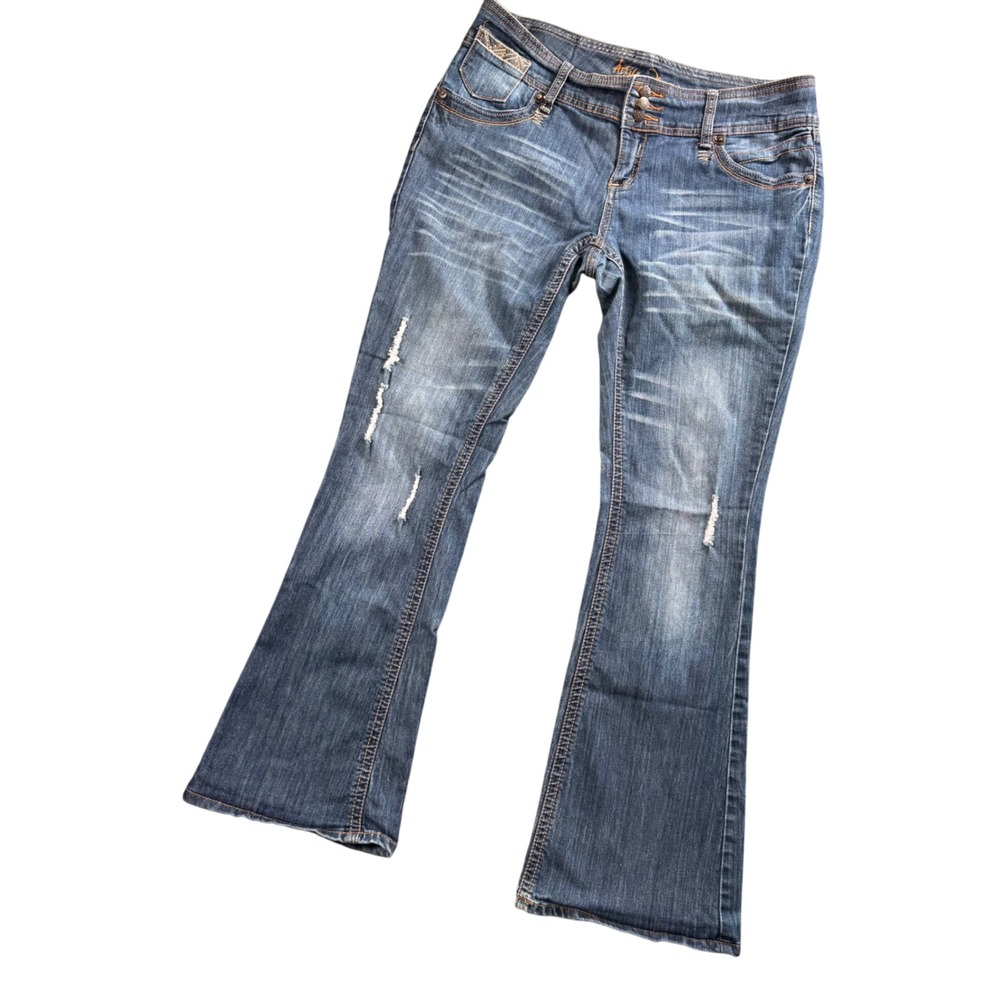 Ariya Y2K Low Rise Flare Jean 13/14 Y2K Distressed Indie Sleaze Fairy‎ Grunge - Picture 2 of 13